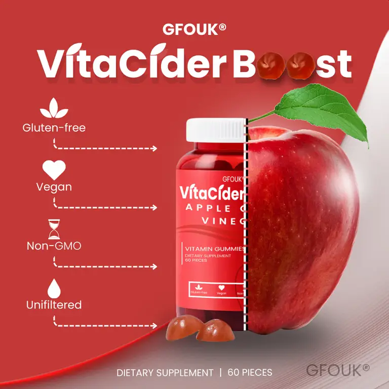 GFOUK® VitaCider Boost Apple Cider Vinegar Vitamin Gummies 12 GFOUK® VitaCider Boost Apple Cider Vinegar Vitamin Gummies