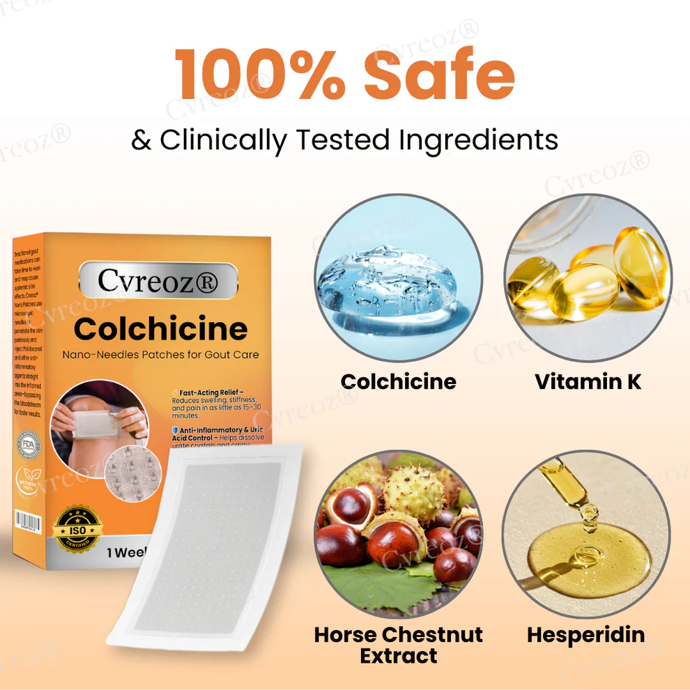 Cvreoz® Colchicine Nano-Needles Patches for Gout Care 3 Cvreoz® Colchicine Nano-Needles Patches for Gout Care