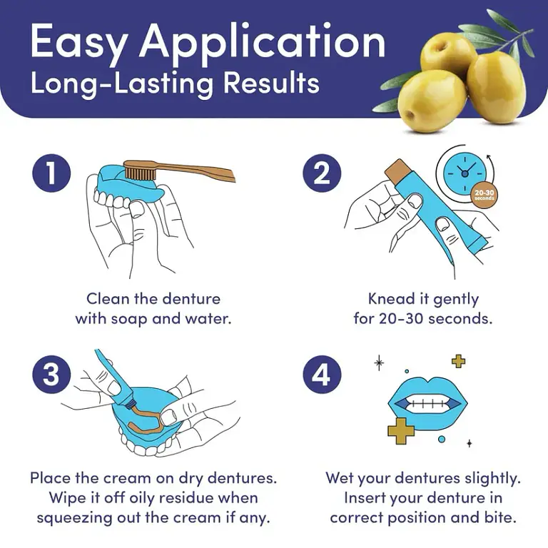 SmileFitPro™ Olive Oil Denture Adhesive Cream 4 SmileFitPro™ Olive Oil Denture Adhesive Cream