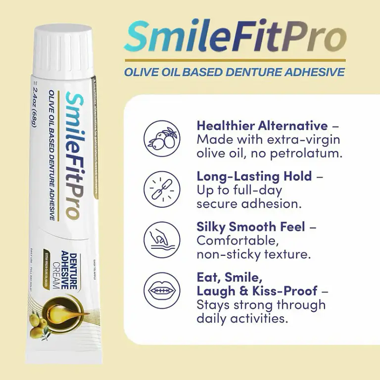 SmileFitPro™ Olive Oil Denture Adhesive Cream 7 SmileFitPro™ Olive Oil Denture Adhesive Cream